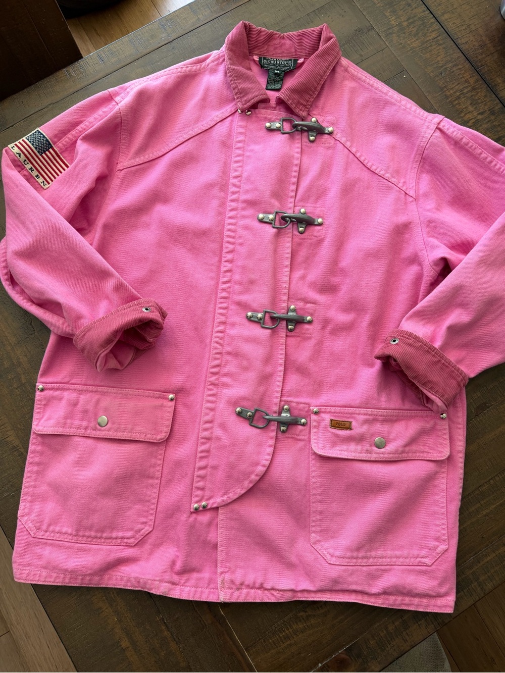 Vintage Ralph Lauren Country Fireman Workwear Jacket Pink Made in USA Rare
